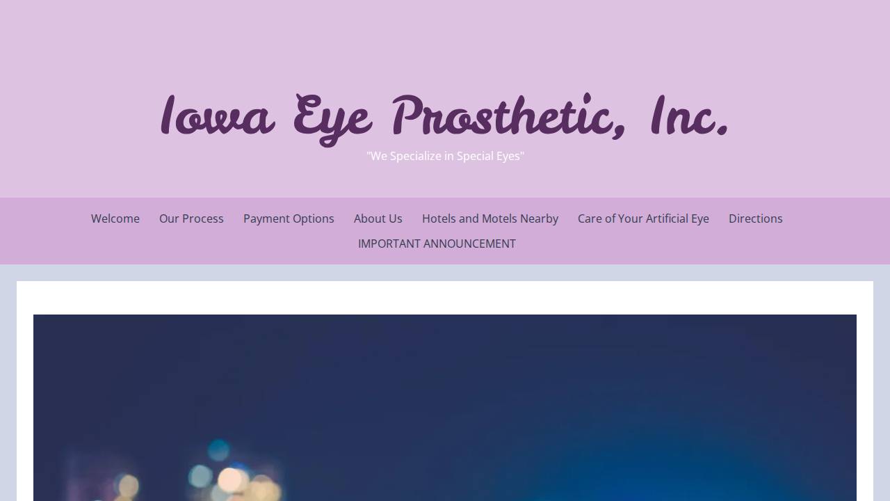 Iowa EYE Prosthetics INC website screenshot