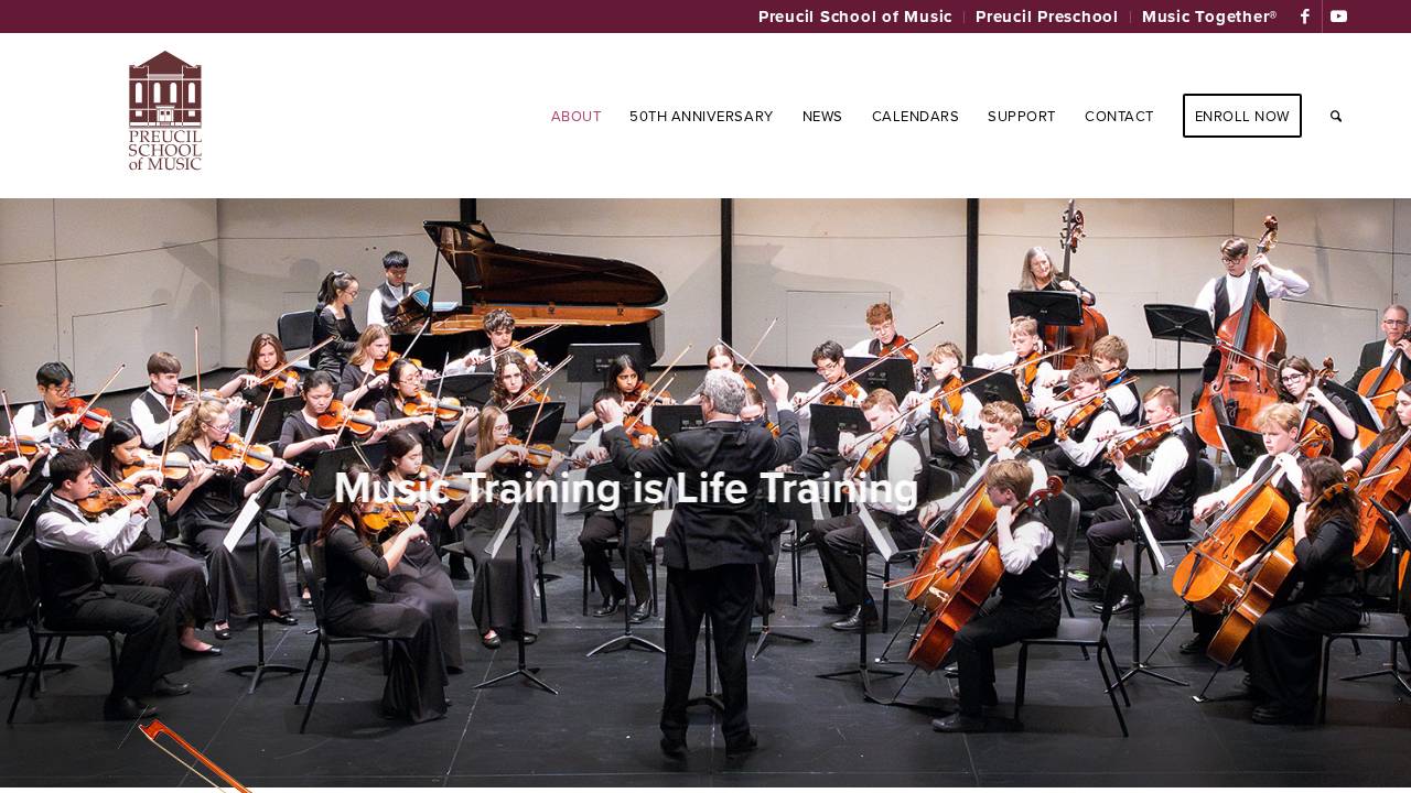 Preucil School OF Music website screenshot