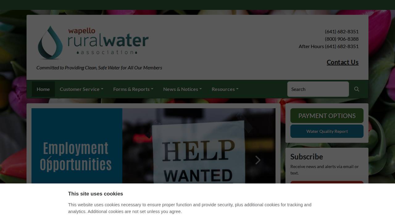 Wapello Rural Water Associationinc website screenshot