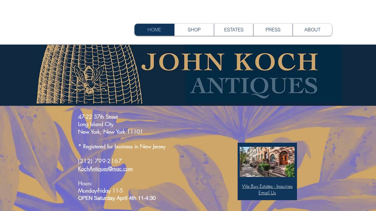 Koch, Kenneth L; Koch's Antiques & Oriental Rugs website screenshot