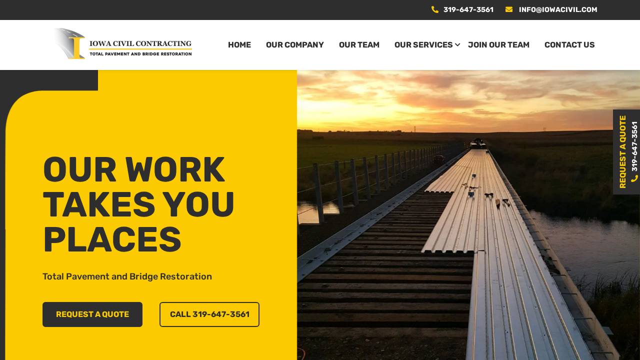 Iowa Civil Contracting INC website screenshot