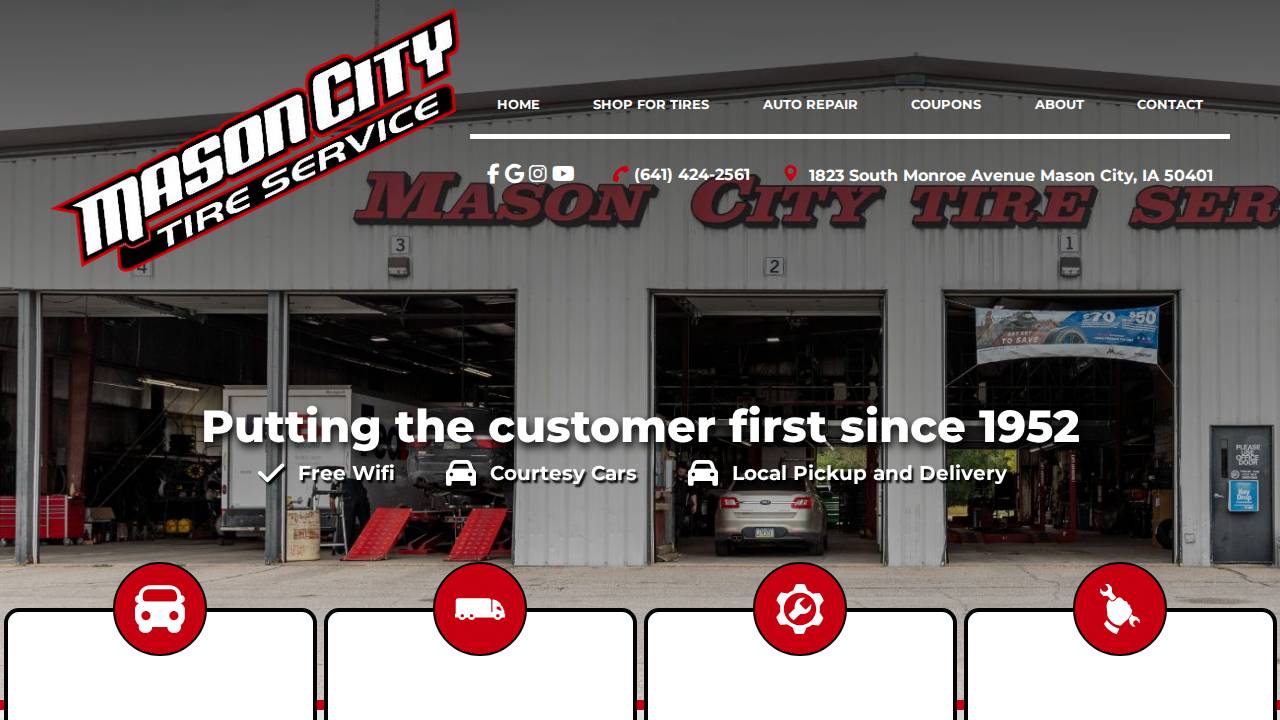 Jack's OK Tire Service CO, Mason City Tire Service website screenshot