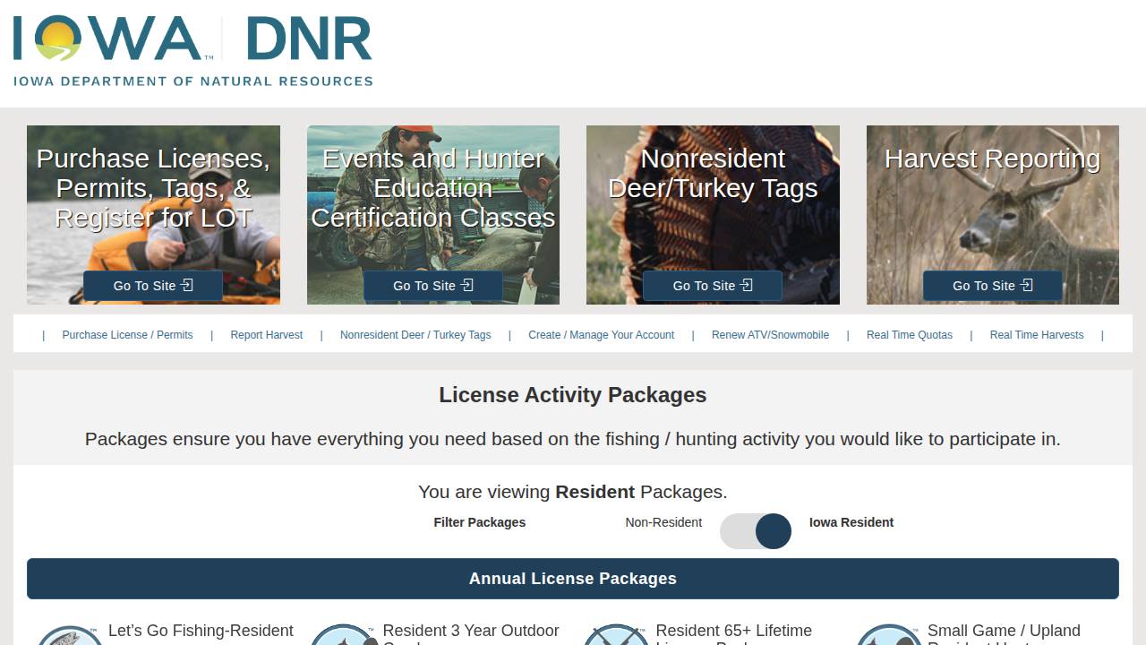 Iowa Dept OF Natural Resources website screenshot