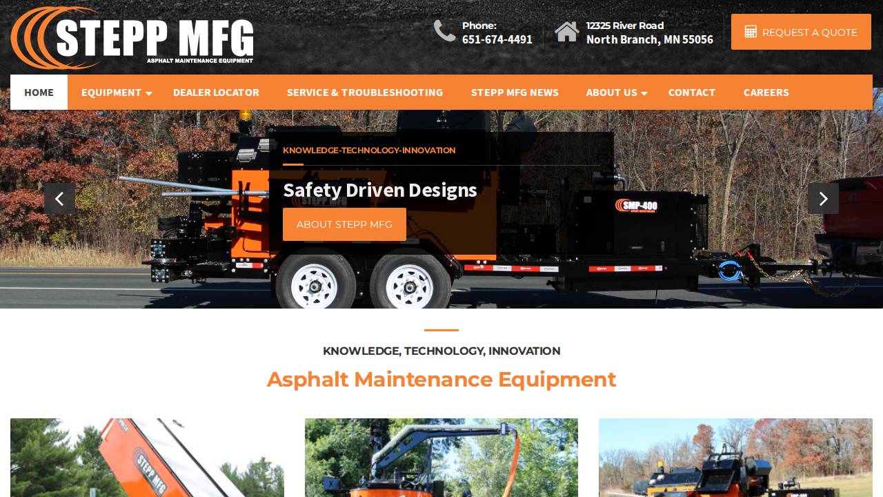 Stepp Manufacturing CO INC website screenshot