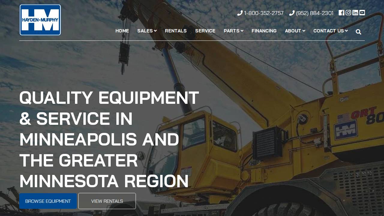 Hayden-murphy Equipment Company, Hayd website screenshot