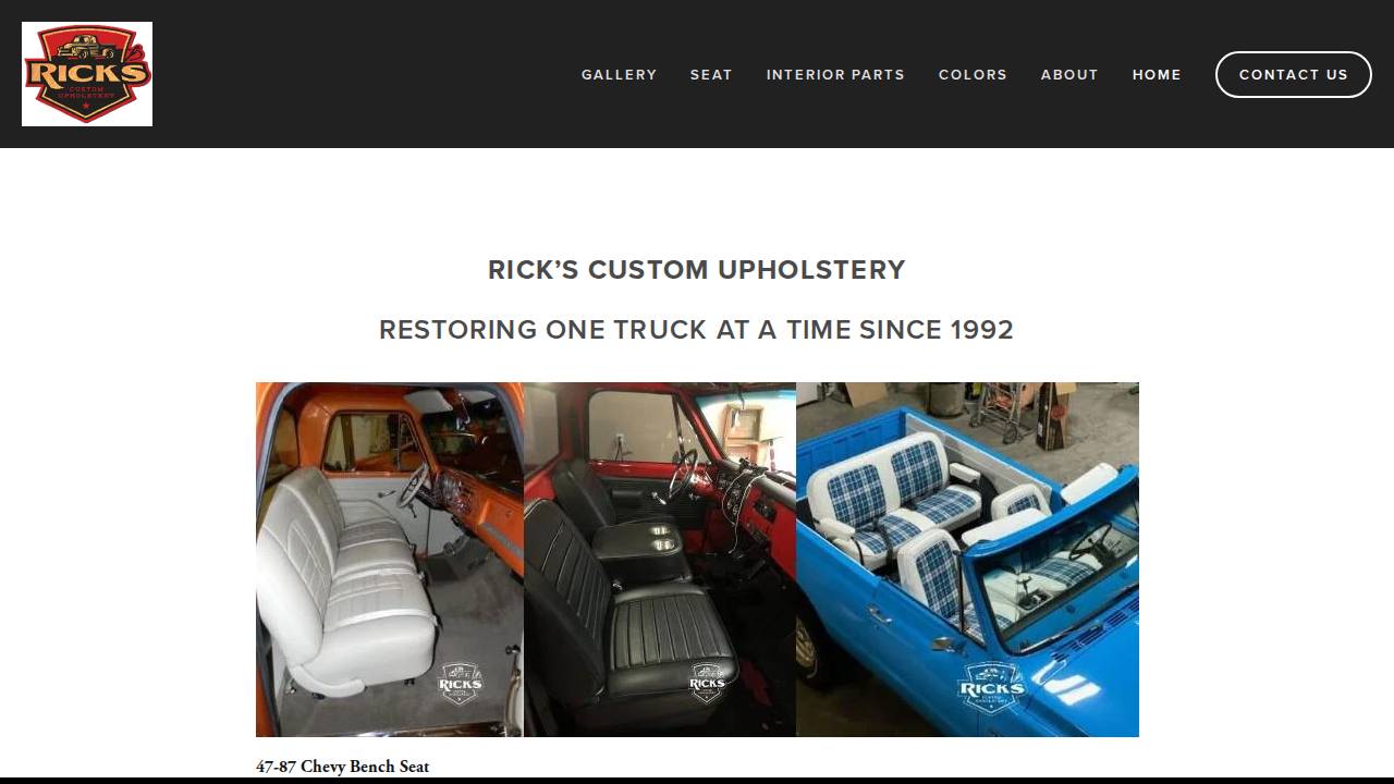 Hunt, Ricky A; Ricks Custom Upholstery website screenshot