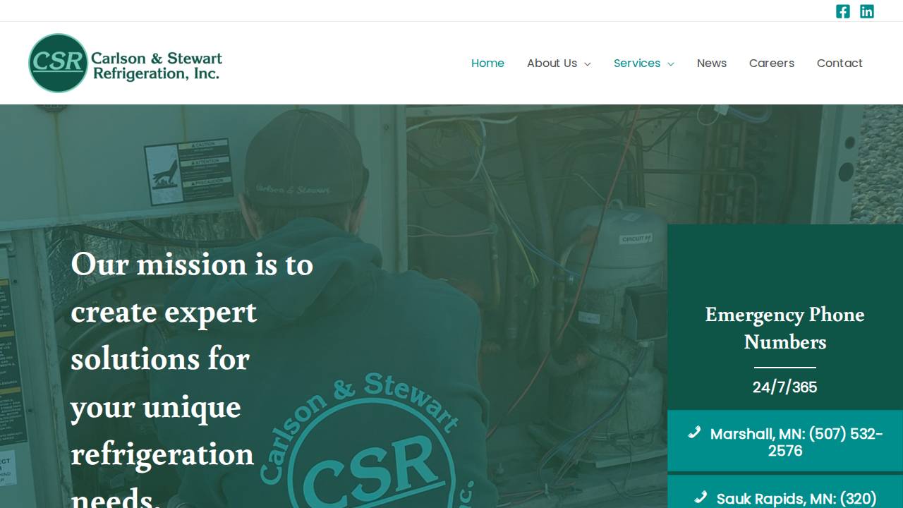 Carlson & Stewart Refrigerationinc, Carl website screenshot