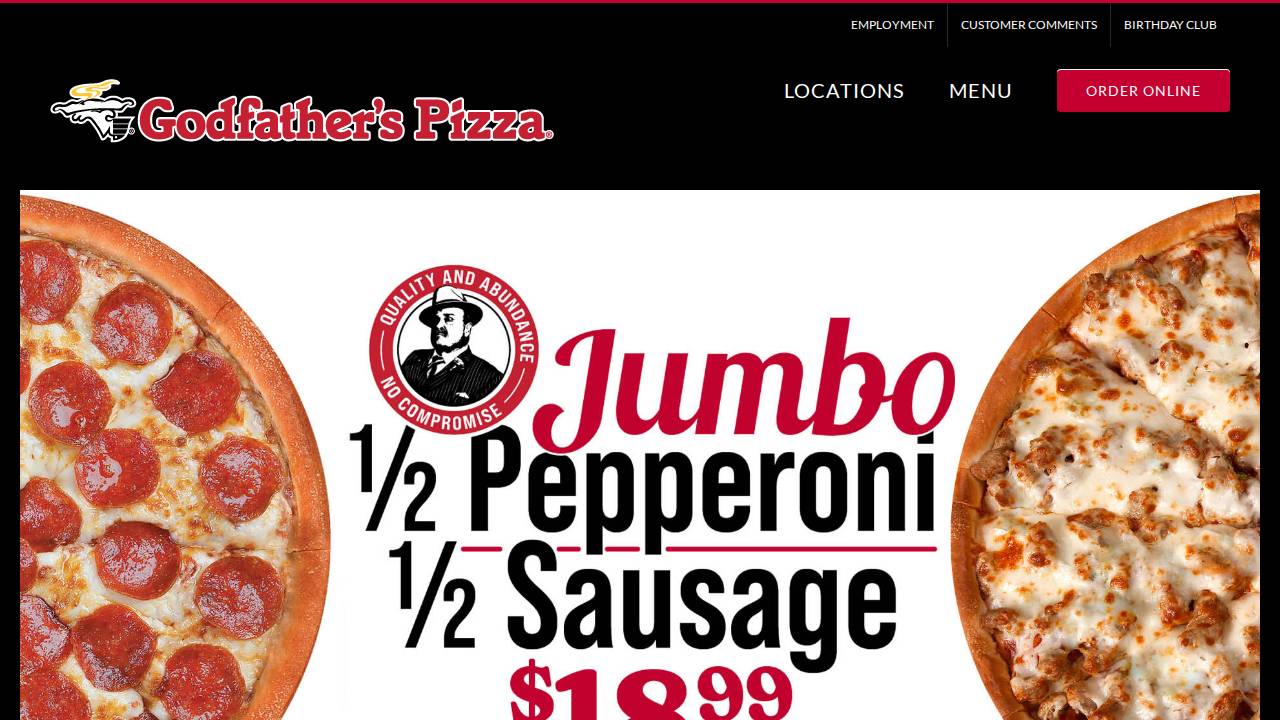 Primo Development Ltd, Primo Development, Ltd., Godfathers Pizza Spencer website screenshot