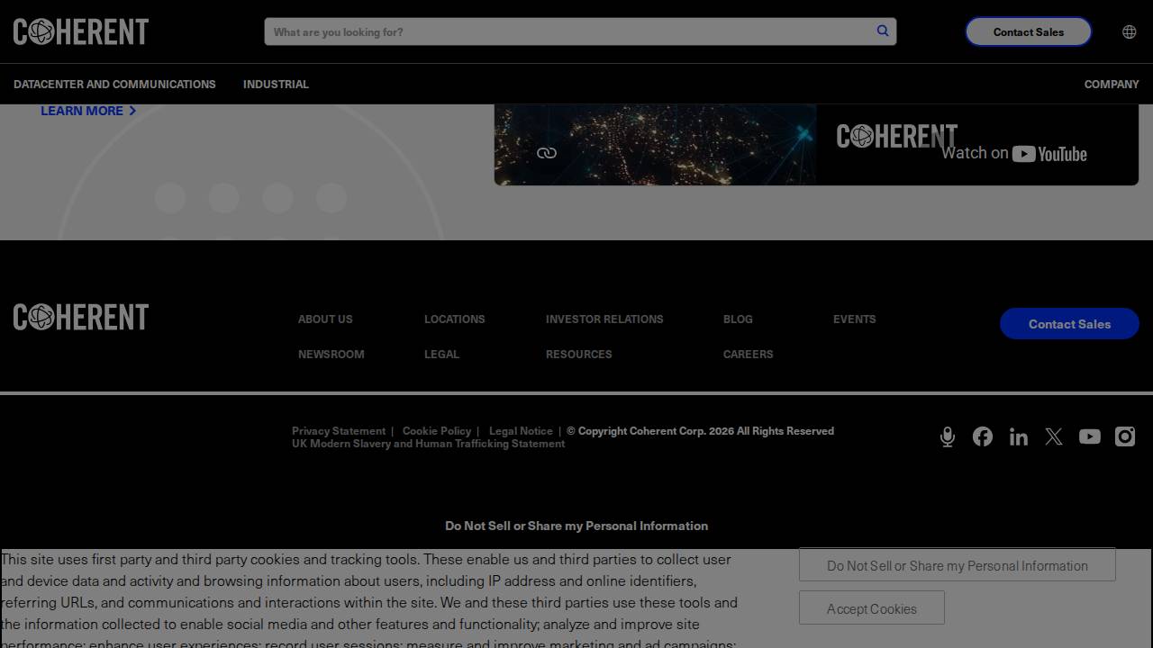 Coherent INC website screenshot