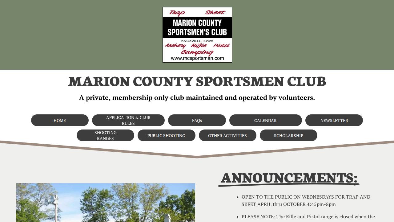 Marion County Sportsmens Club website screenshot