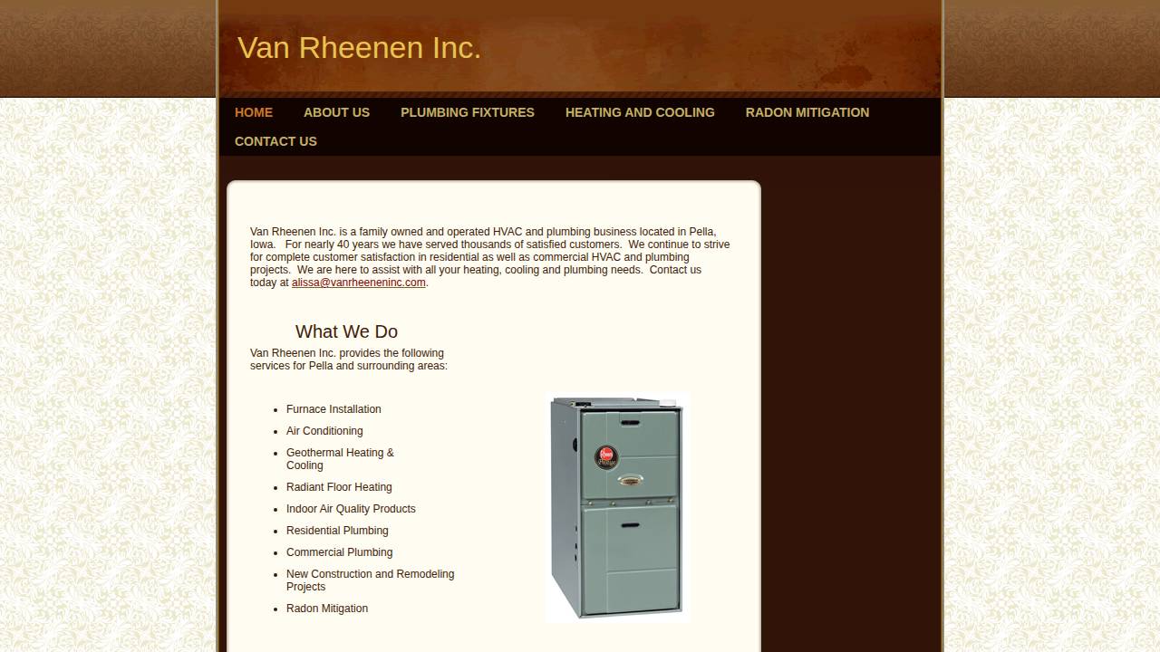 VAN Rheenen INC website screenshot