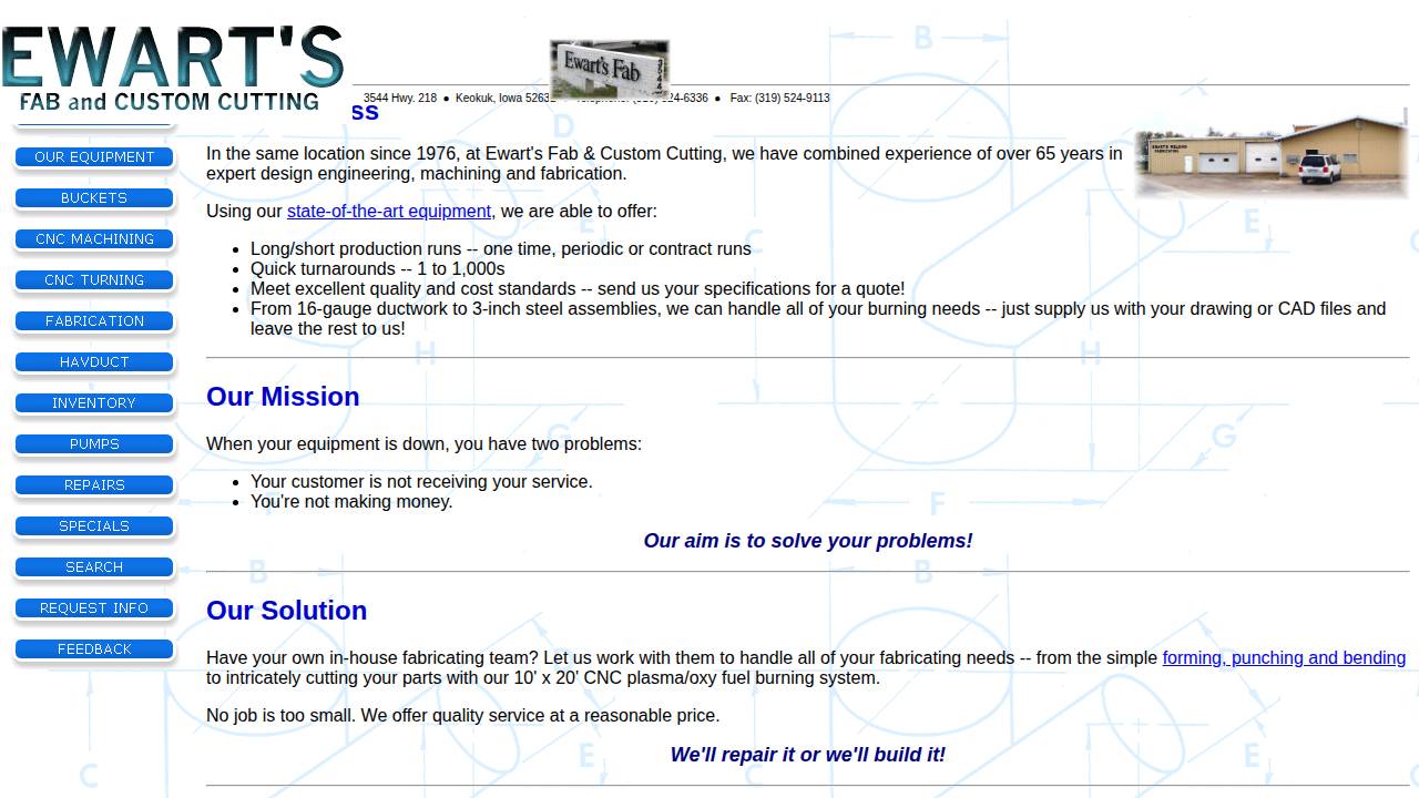 Ewart, Leon C; Ewarts FAB website screenshot