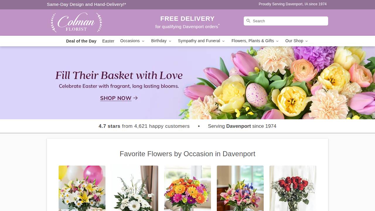 Light & Light Ptnrs, Colman Flower Shoppe website screenshot