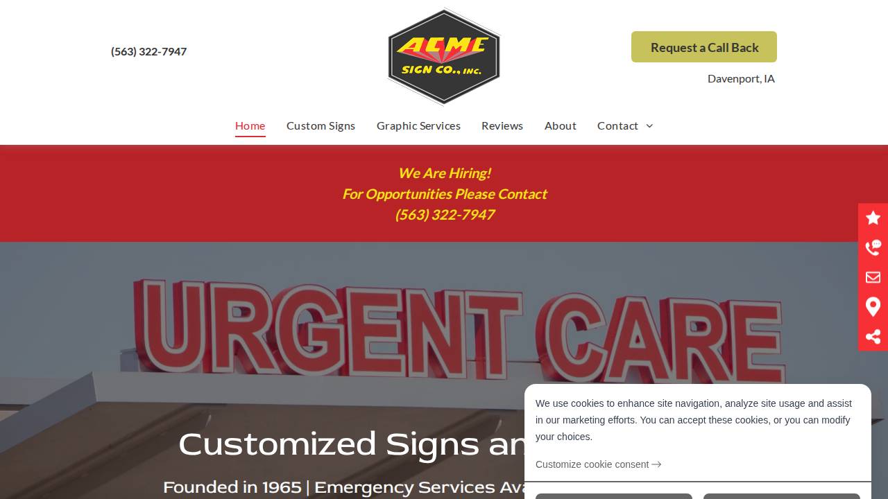 Acme Sign Company website screenshot