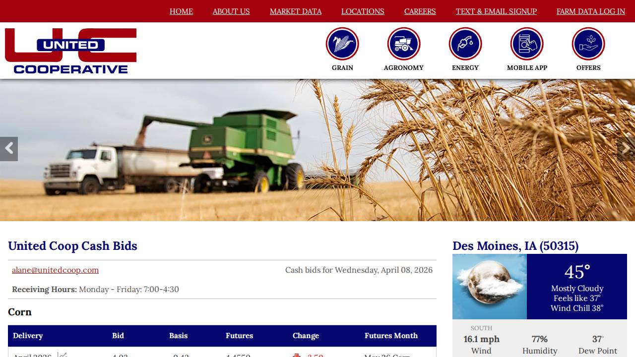 United Cooperative website screenshot