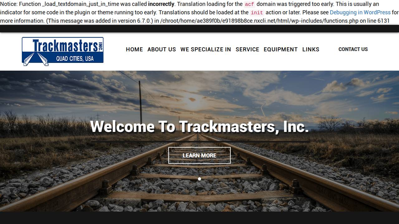 Trackmasters INC website screenshot