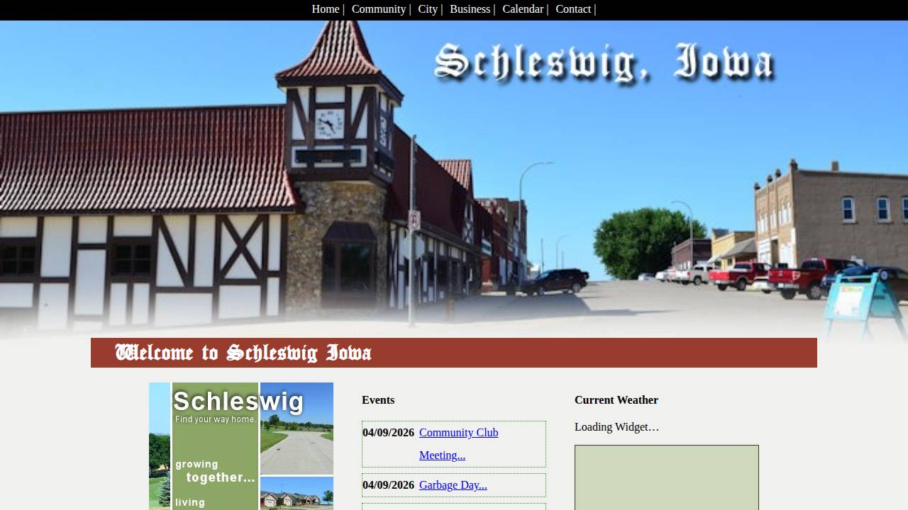 Schleswig Community Club website screenshot