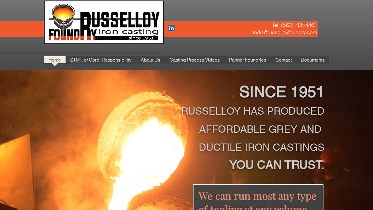 Russelloy Foundry INC website screenshot