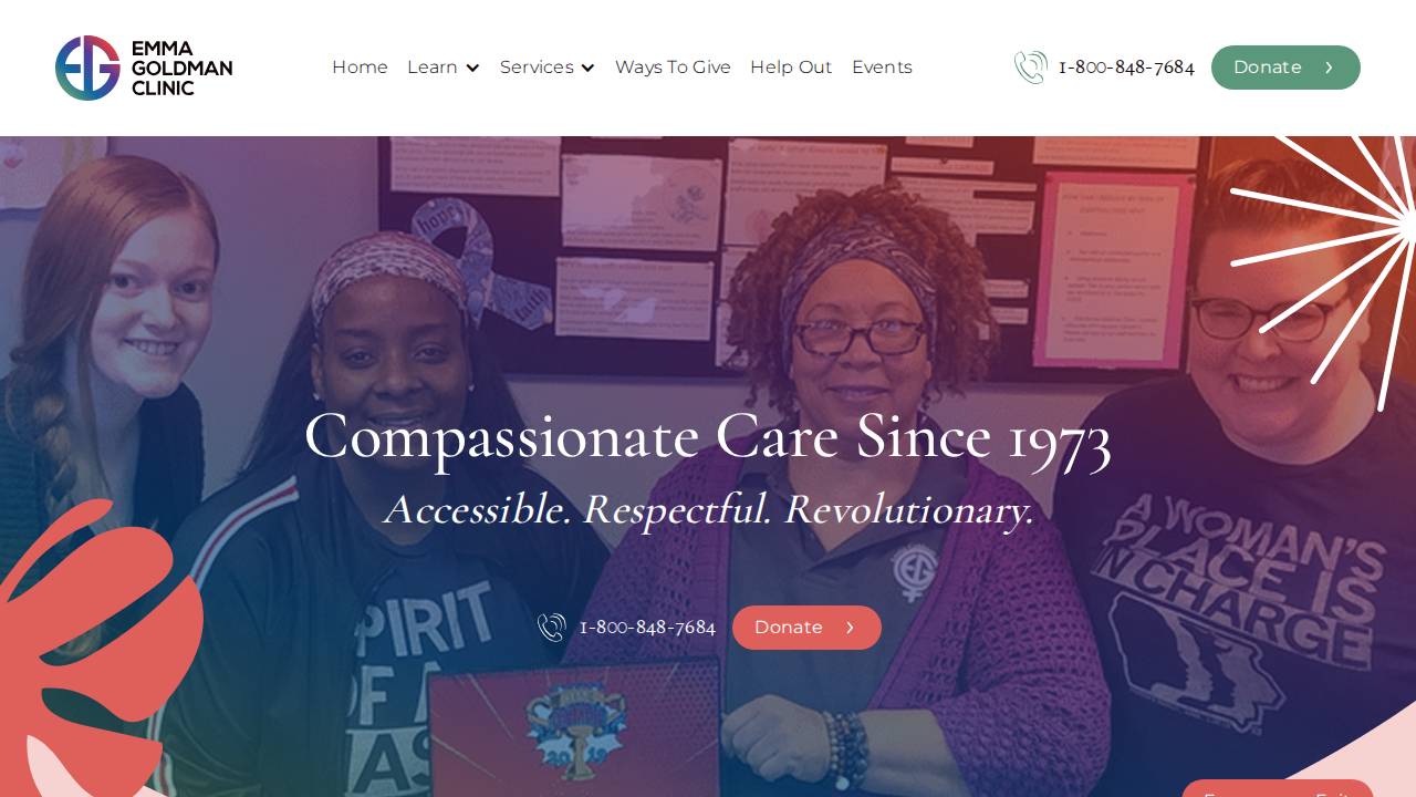 Womens Health Project Inc, Emma Goldman Clinic, Emma-goldman Clinic FOR Women website screenshot