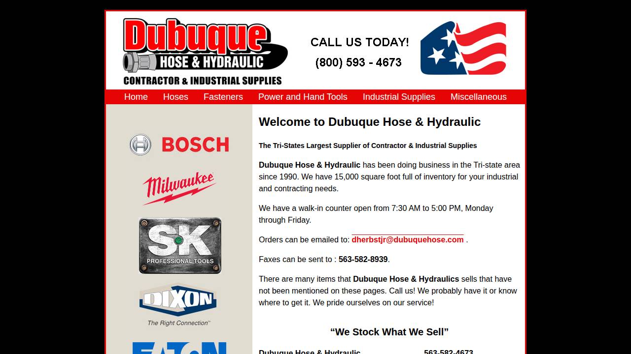 Herbst Auto Service Inc, Dubuque Hose & Hydraulics website screenshot