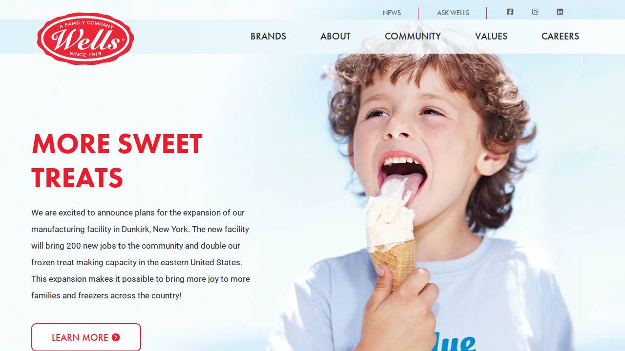 Wells Enterprises INC & Subsidiaries, Wells Enterprises INC website screenshot