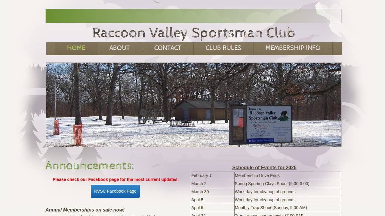 Wapsie Sportsmans Club website screenshot