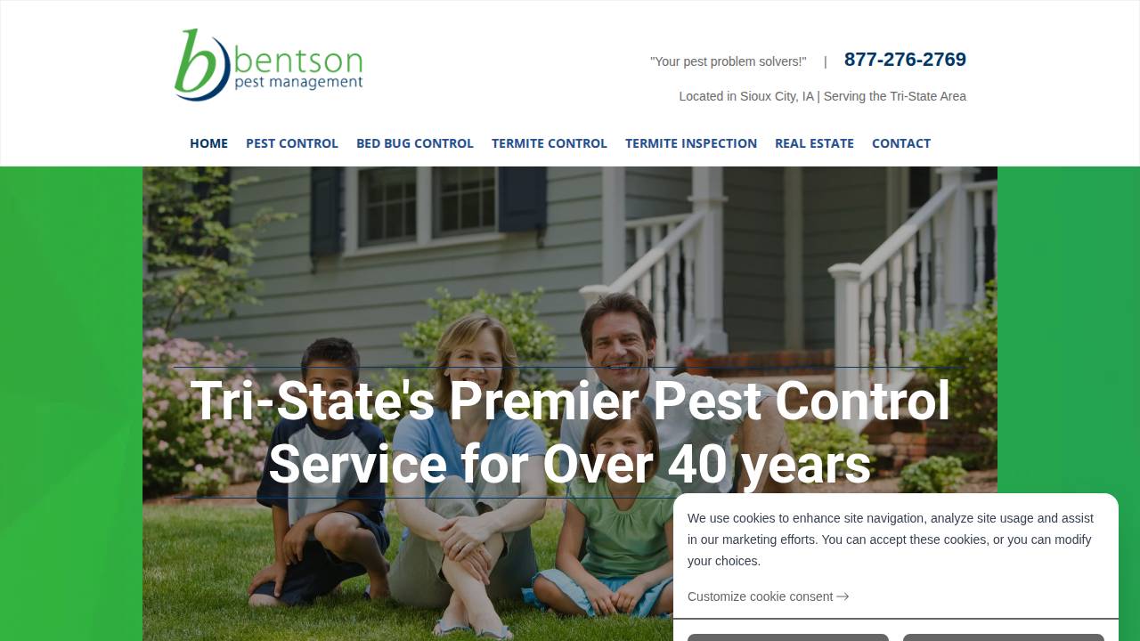 Bentson Termite & Pest Control INC website screenshot