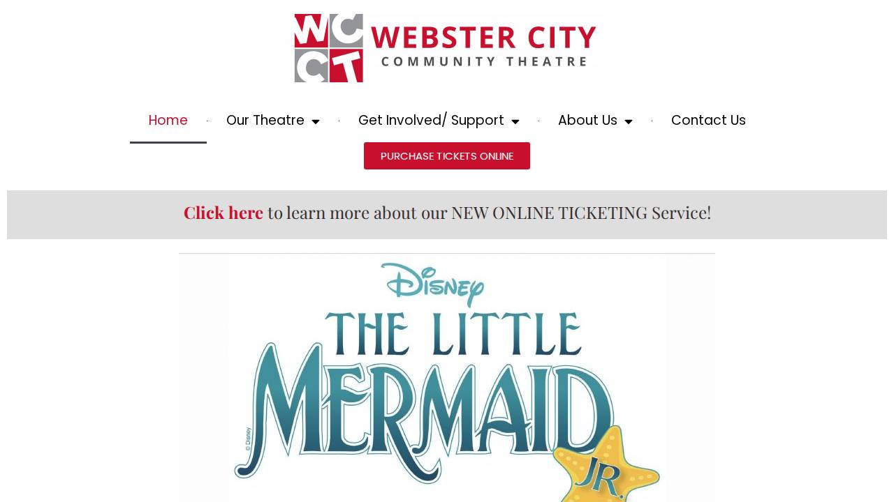 Webster City Community Theatr website screenshot