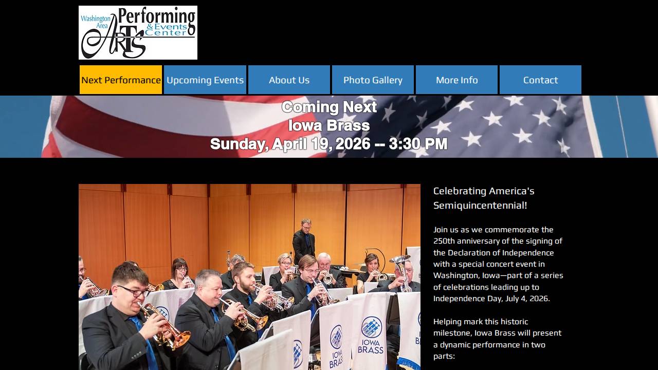 Washington Concert Association website screenshot