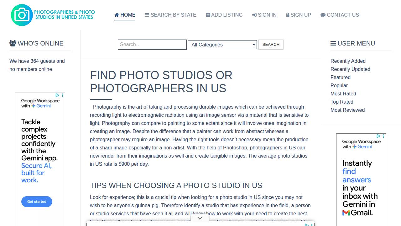 Bierie, Thomas J; TOM Bierie Photography website screenshot