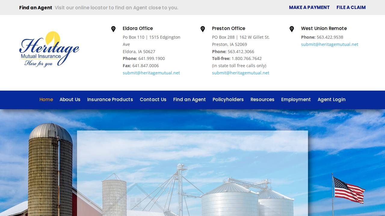 Heritage Mutual Insurance Assn website screenshot