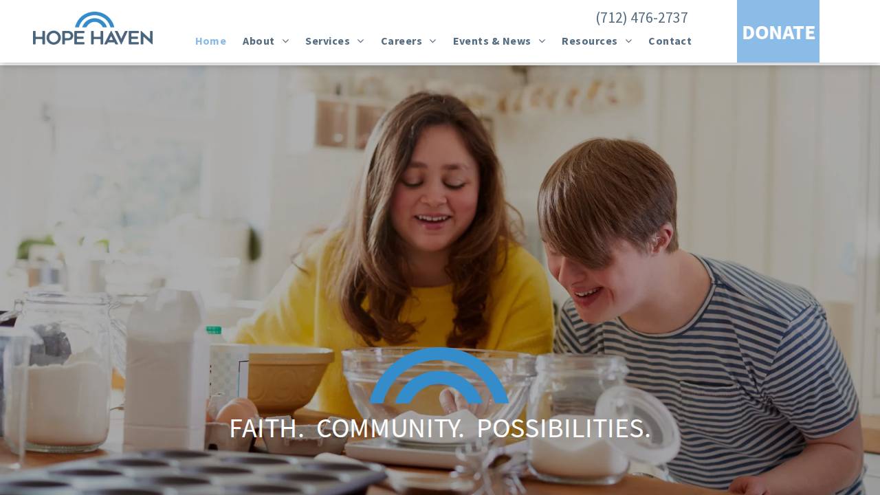 Hope Haven INC website screenshot
