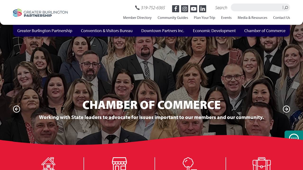 Burlington/west Burlington Area Chamber OF Commerce website screenshot