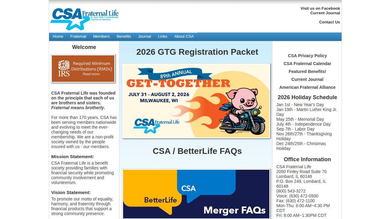 CSA Lodge OF Vining Iowa, CSA Lodge OF Vining, Iowa, Lodge 279 website screenshot