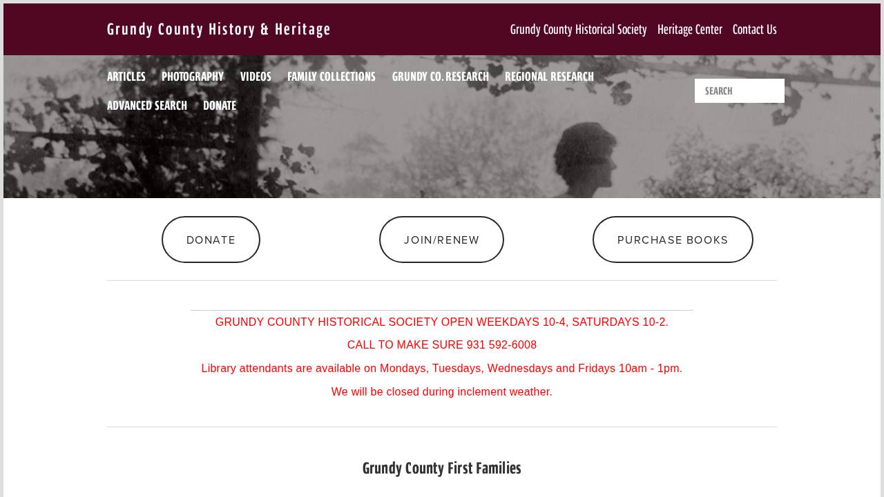 Historical Collections OF Grundy website screenshot