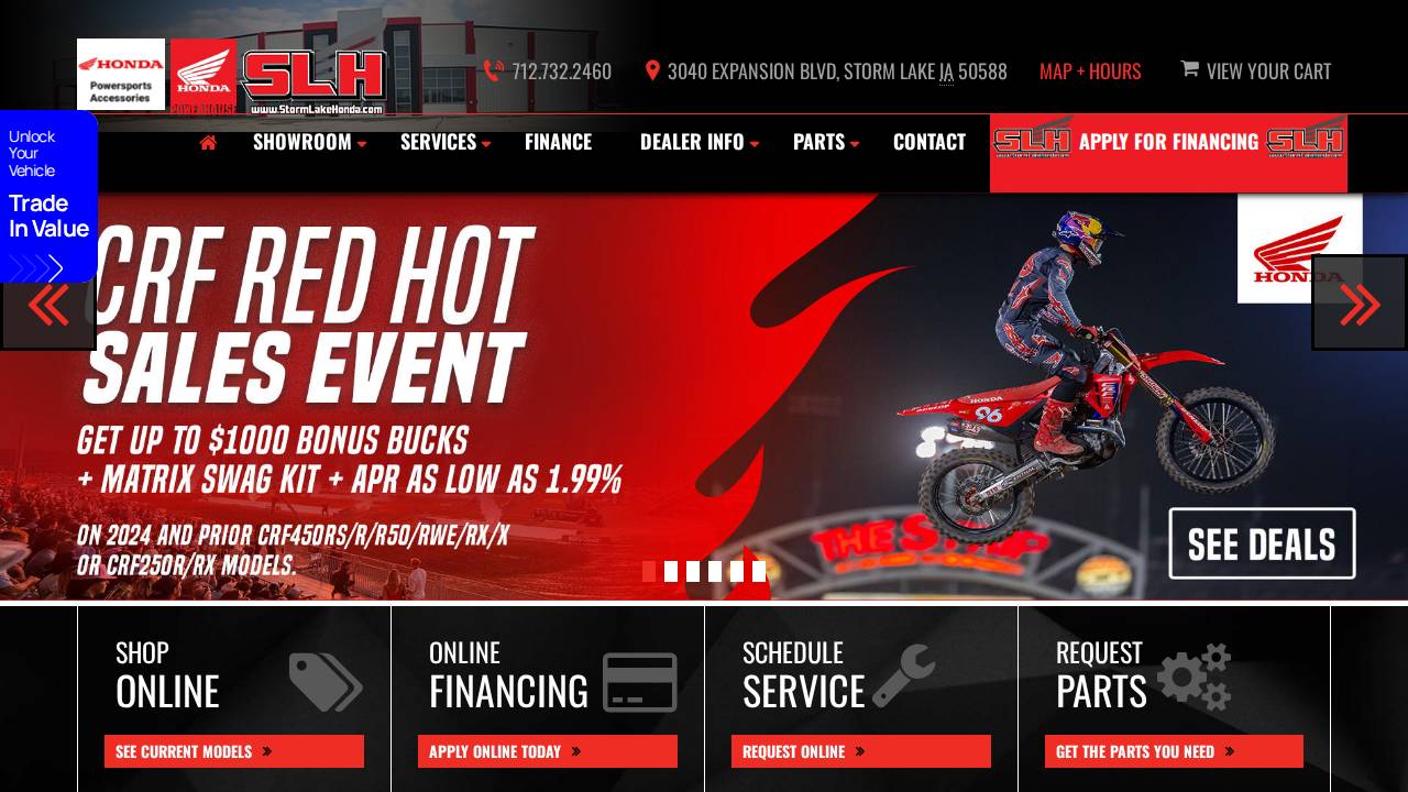 Storm Lake Cycles Inc, Storm Lake Honda website screenshot