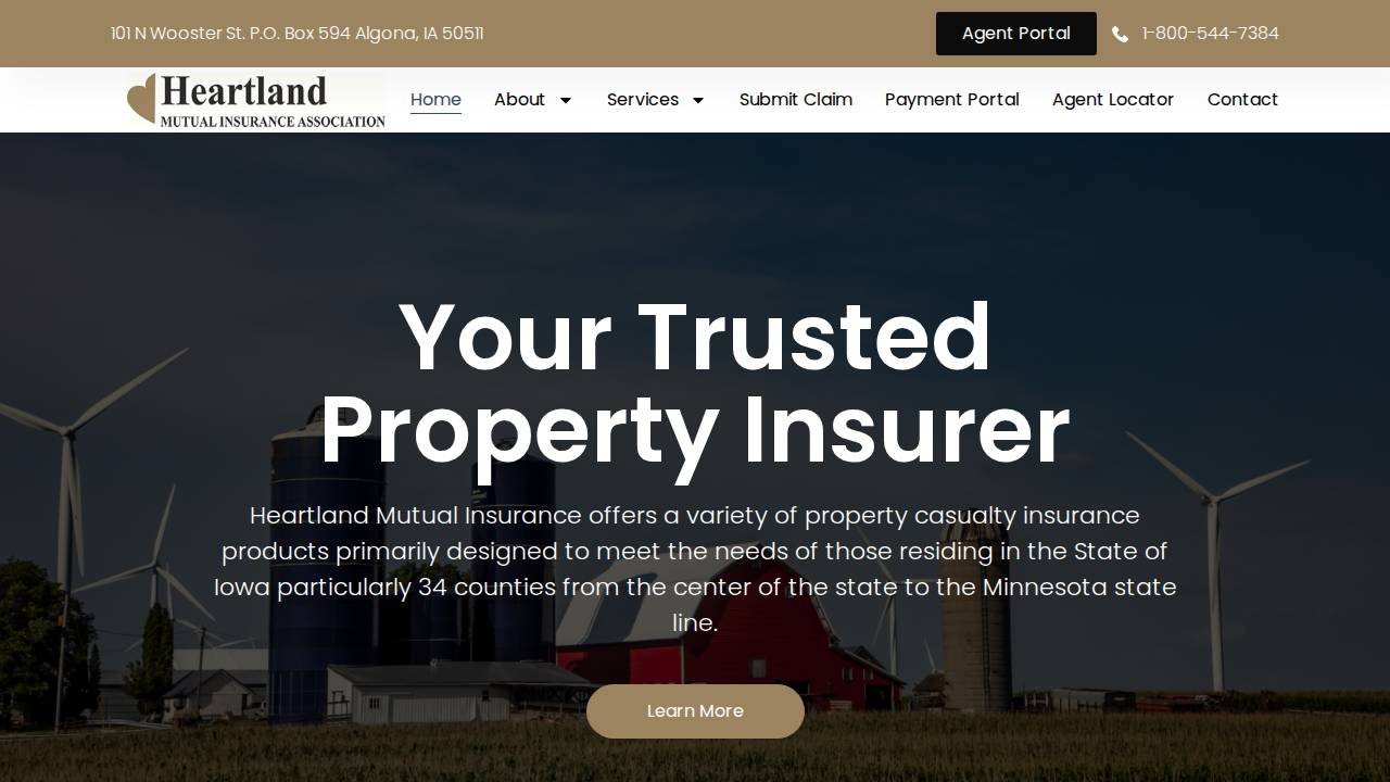 Heartland Mutual Insurance Assoc website screenshot