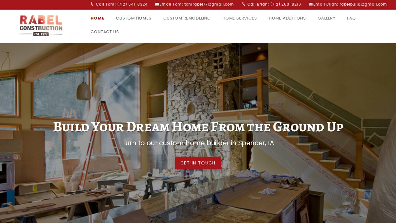 Rabel, Thomas G; Rabel Construction website screenshot