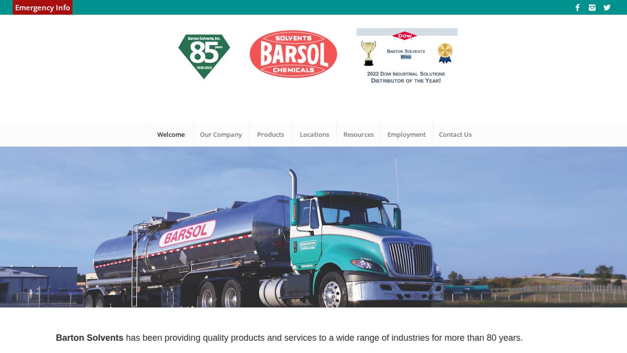 Barton Solvents Inc, Bettendorf Branch website screenshot