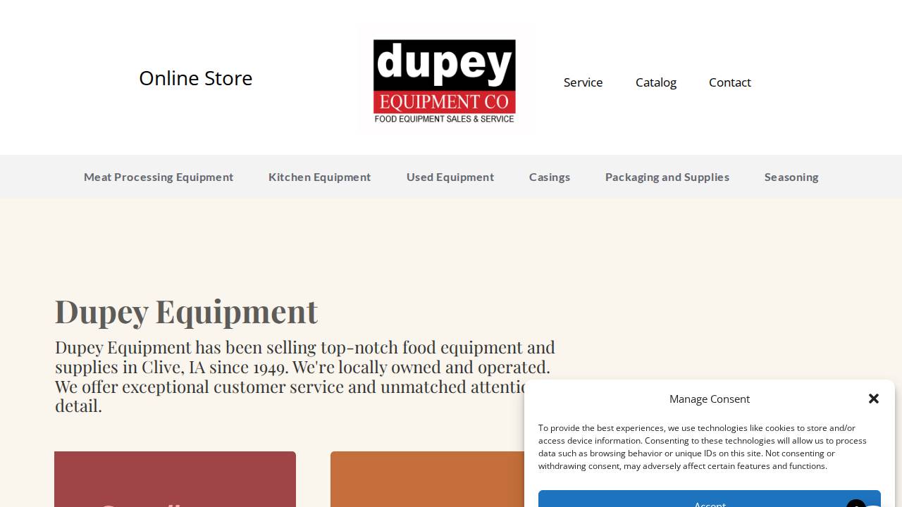 Dupey Equipment CO website screenshot