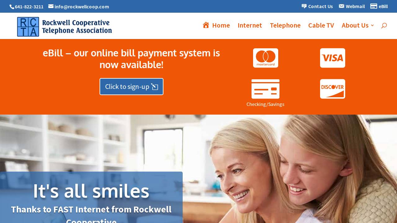 Rockwell CO OP Telephone Assn website screenshot