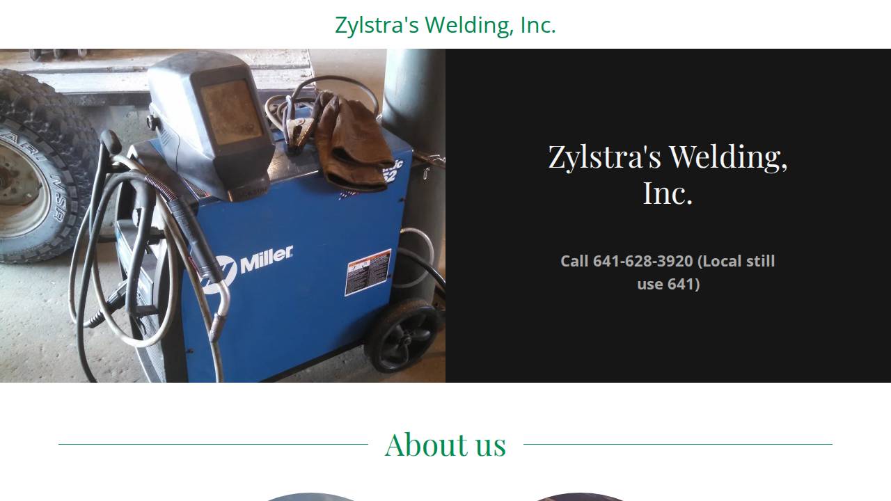 Zylstra's Welding INC website screenshot
