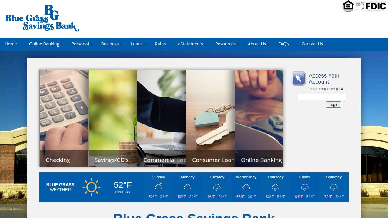Blue Grass Savings Bank website screenshot