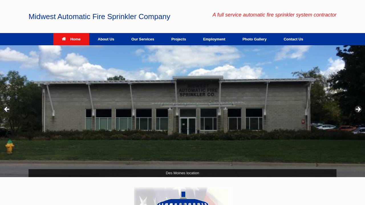 Midwest Automatic Fire Sprinkler CO website screenshot