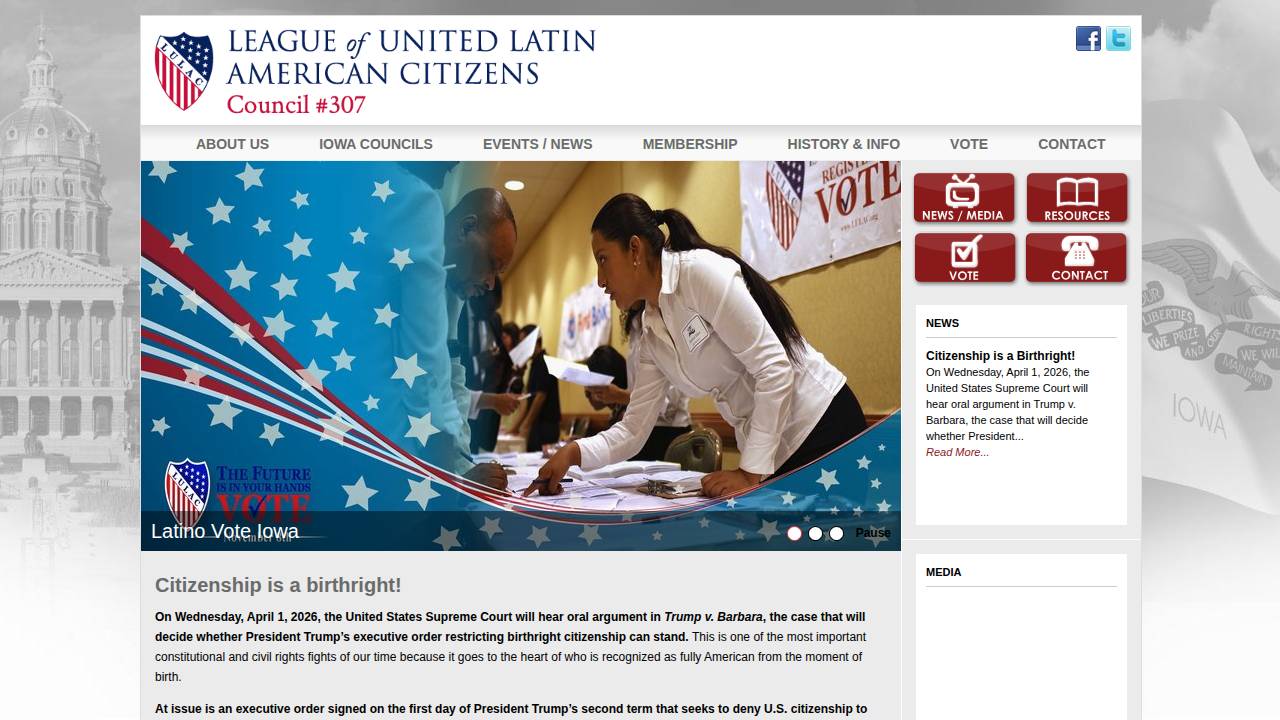 League-united Latin American Citzns website screenshot