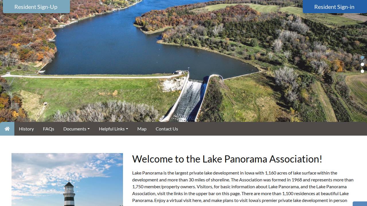 Lake Panorama Association website screenshot