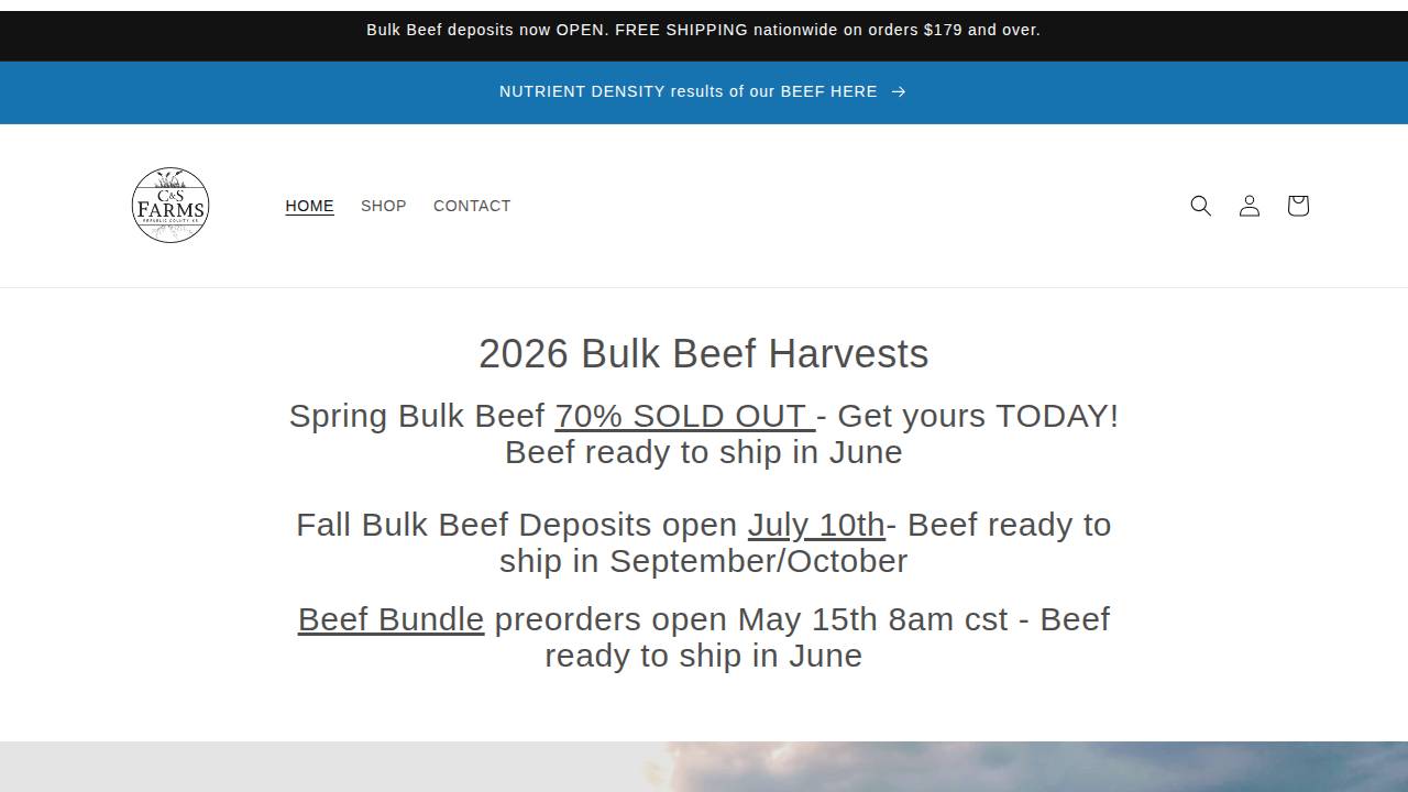 C S Farms INC website screenshot
