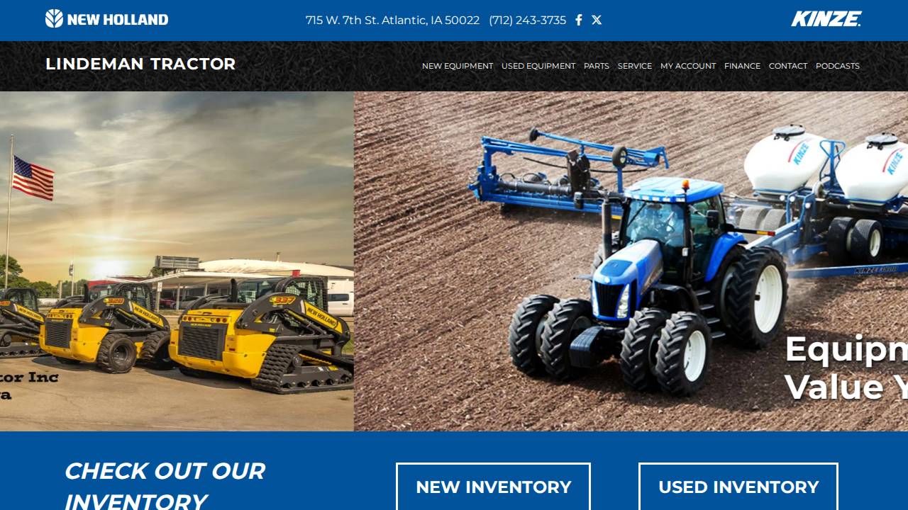 Lindeman Tractor INC website screenshot
