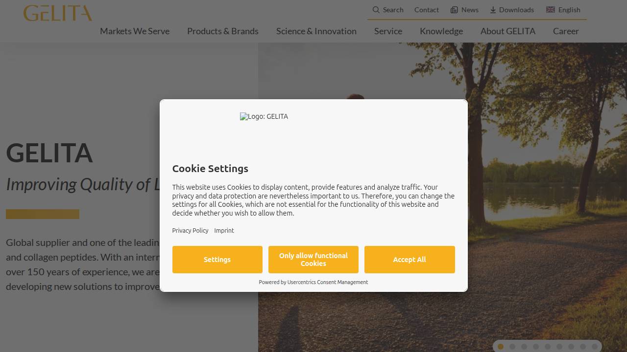 Gelita North America website screenshot