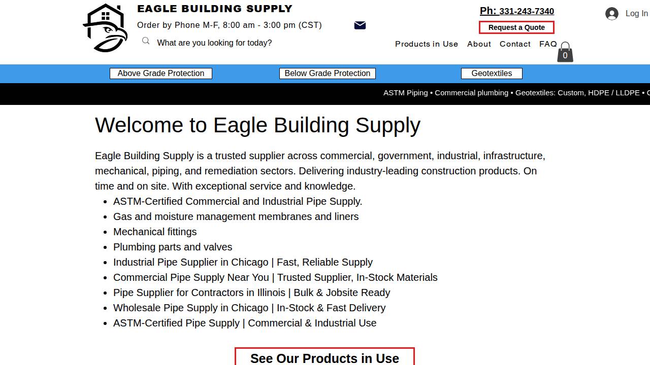 Eagle Building Supply INC website screenshot
